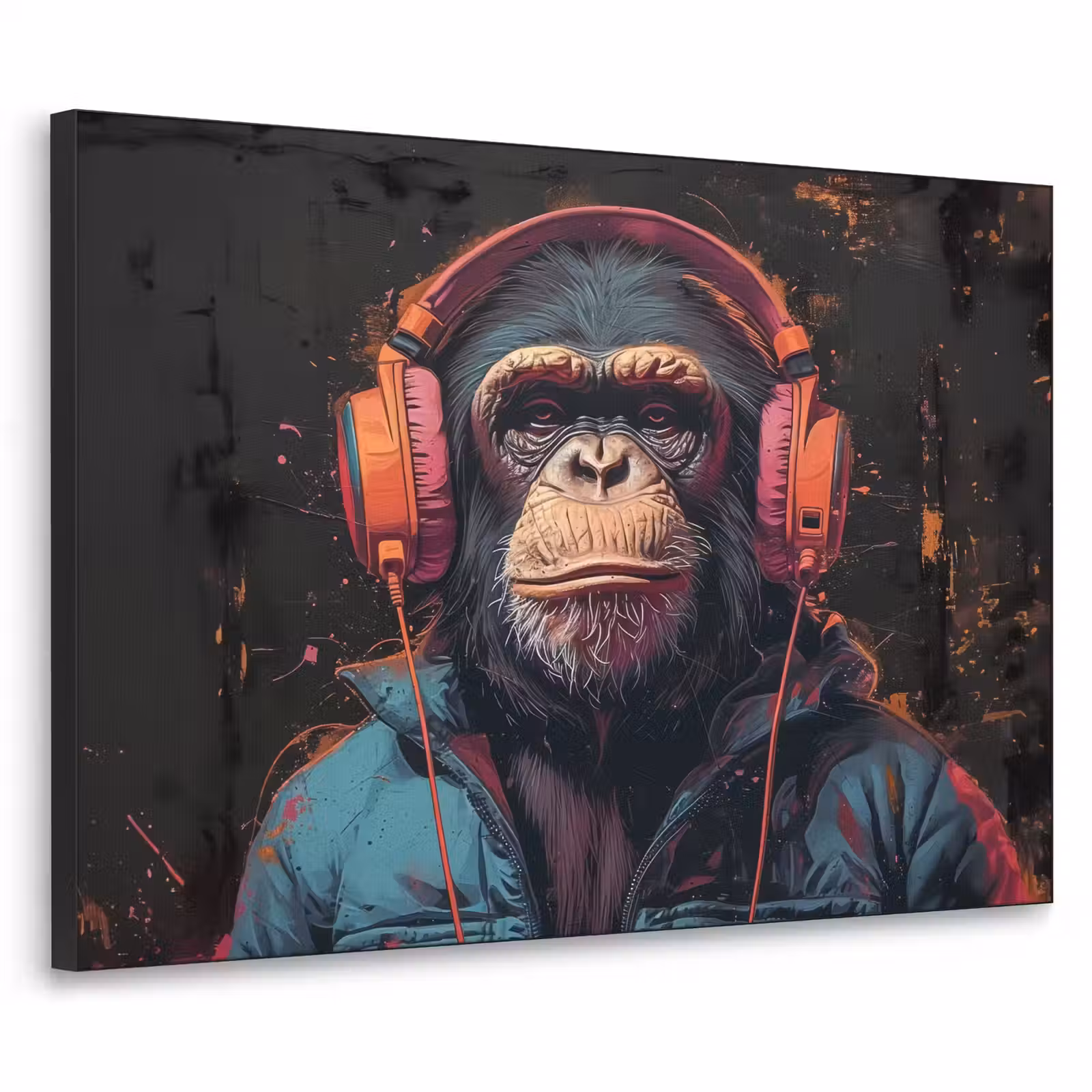 Art Frame - Graffiti - Chimpansee - Koptelefoon - Aap — 1