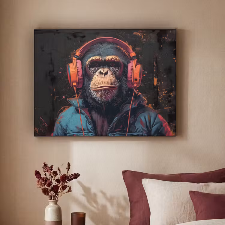 Art Frame - Graffiti - Chimpansee - Koptelefoon - Aap — 3