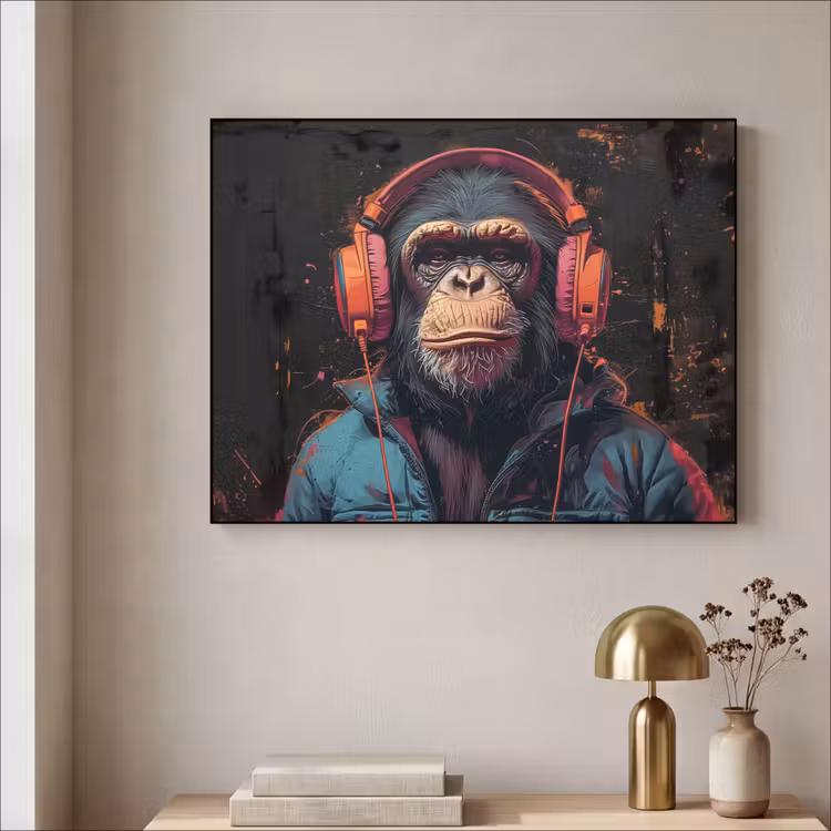 Art Frame - Graffiti - Chimpansee - Koptelefoon - Aap — 5