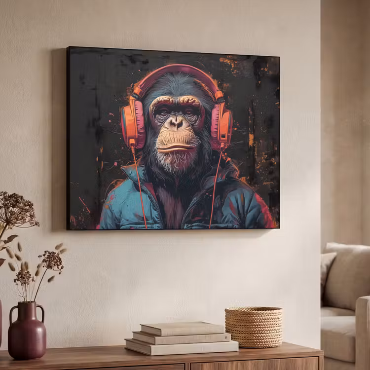 Art Frame - Graffiti - Chimpansee - Koptelefoon - Aap — 7