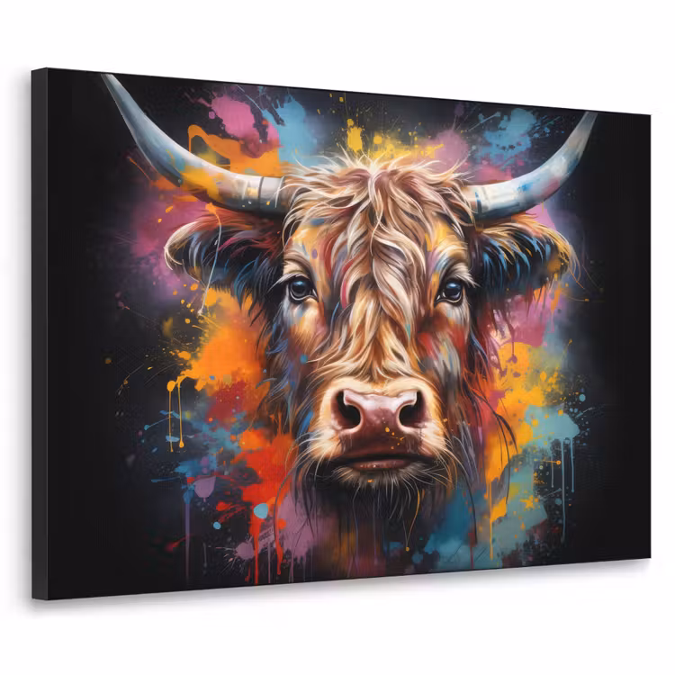 Art Frame - Graffiti - Schotse hooglander - Zwart - Koe — 1