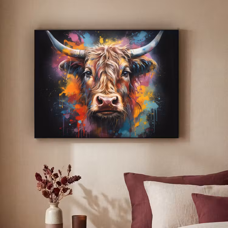 Art Frame - Graffiti - Schotse hooglander - Zwart - Koe — 3