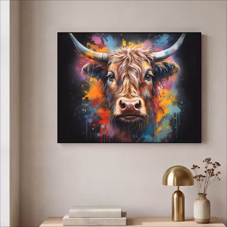 Art Frame - Graffiti - Schotse hooglander - Zwart - Koe — 5