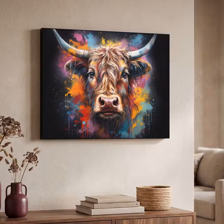 Art Frame - Graffiti - Schotse hooglander - Zwart - Koe — 7