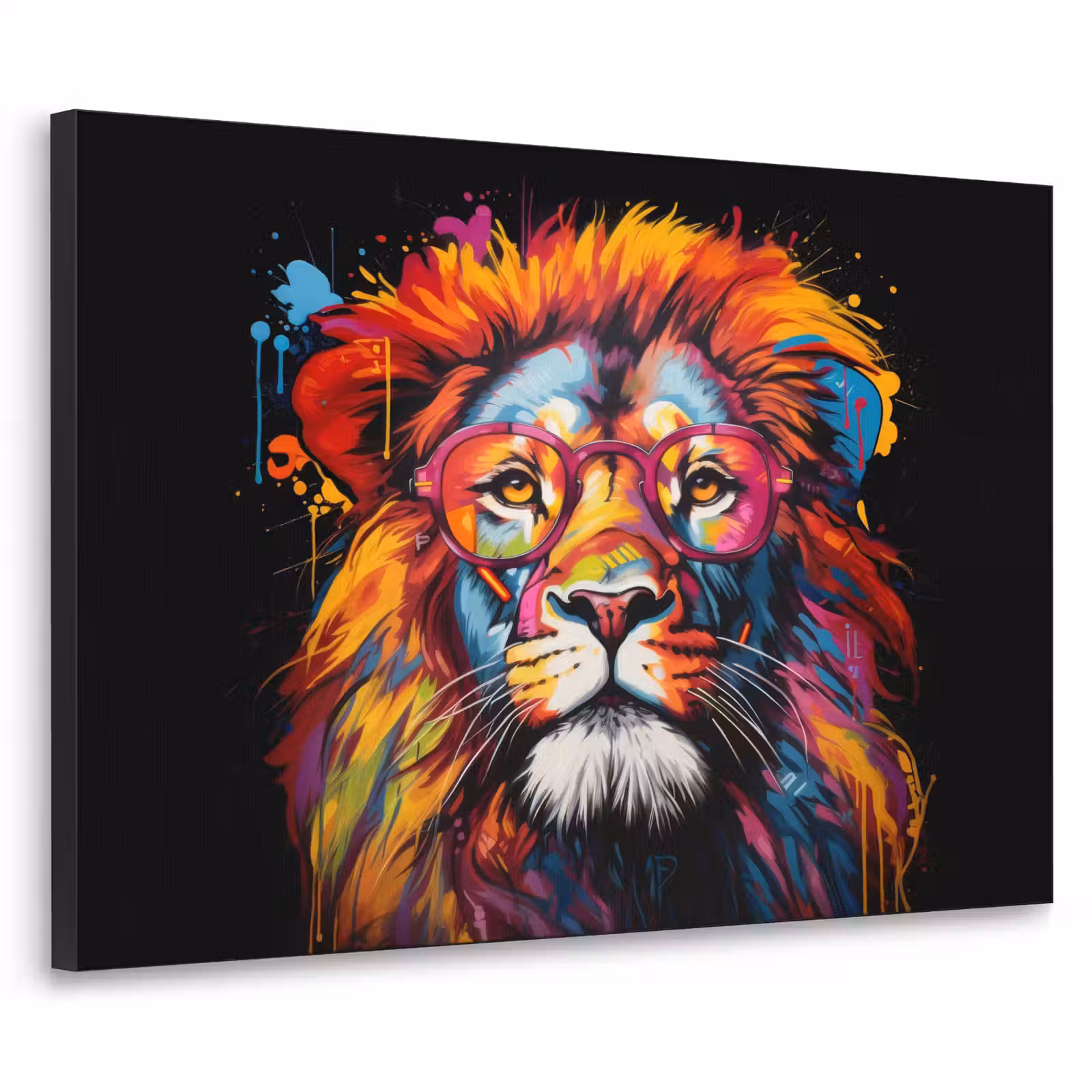 Art Frame - Graffiti - Leeuw - Bril - Zwart - Kleurrijk — 1