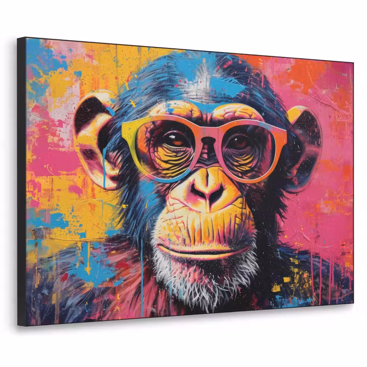 Art Frame - Graffiti - Chimpansee - Aap - Bril - Kleurrijk — 1