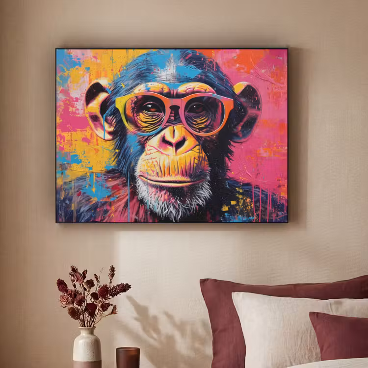 Art Frame - Graffiti - Chimpansee - Aap - Bril - Kleurrijk — 3