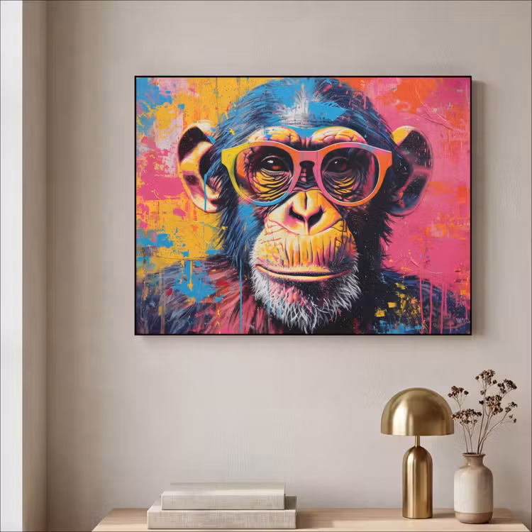 Art Frame - Graffiti - Chimpansee - Aap - Bril - Kleurrijk — 5