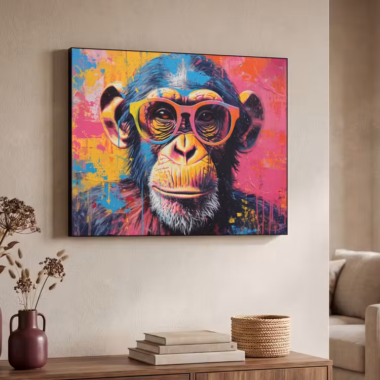 Art Frame - Graffiti - Chimpansee - Aap - Bril - Kleurrijk — 7