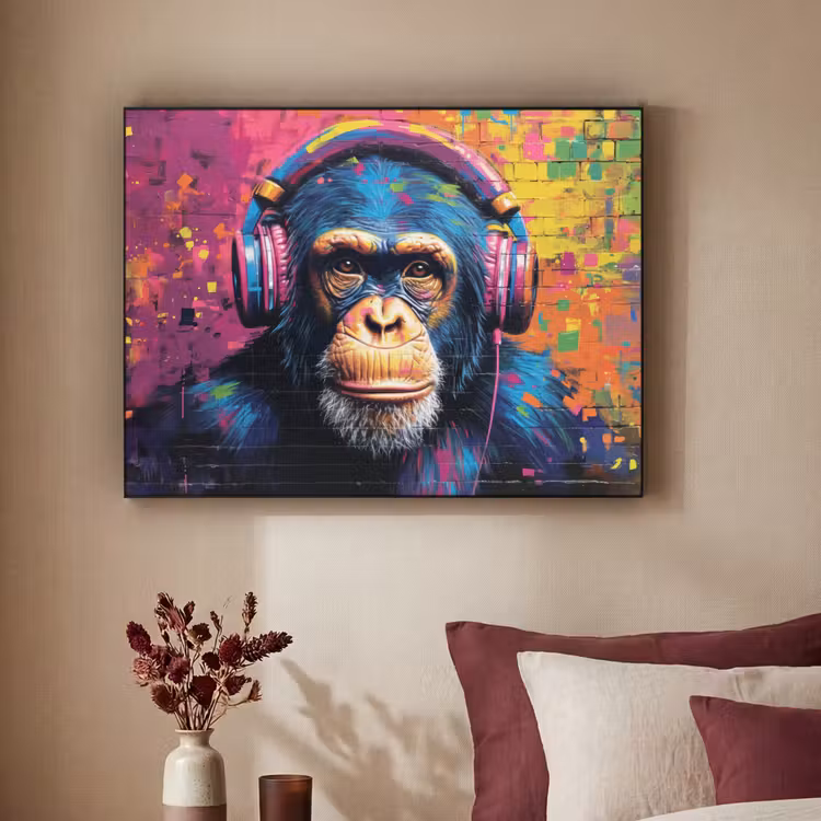 Art Frame - Graffiti - Chimpansee - Street art - Koptelefoon - Aap — 3