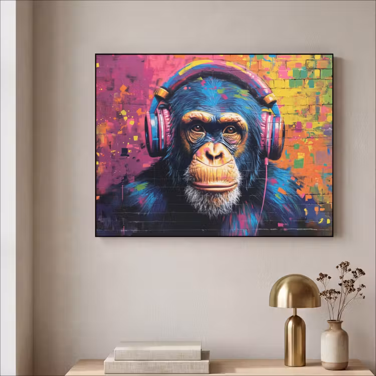 Art Frame - Graffiti - Chimpansee - Street art - Koptelefoon - Aap — 5