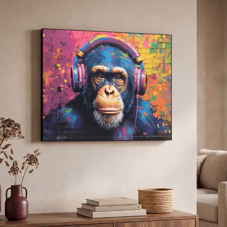 Art Frame - Graffiti - Chimpansee - Street art - Koptelefoon - Aap — 7