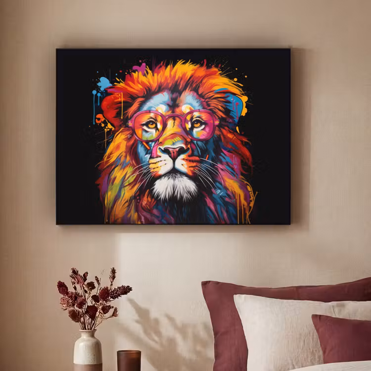 Art Frame - Graffiti - Leeuw - Bril - Zwart - Kleurrijk — 3