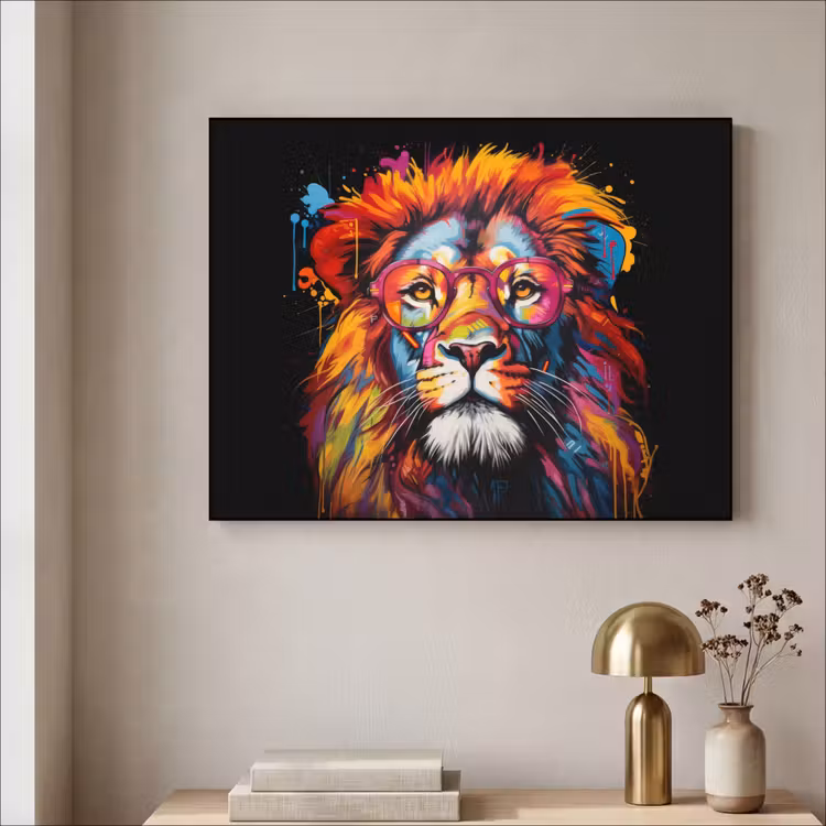 Art Frame - Graffiti - Leeuw - Bril - Zwart - Kleurrijk — 5
