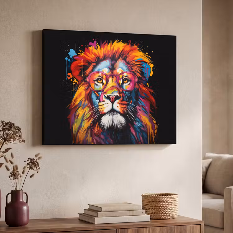 Art Frame - Graffiti - Leeuw - Bril - Zwart - Kleurrijk — 7