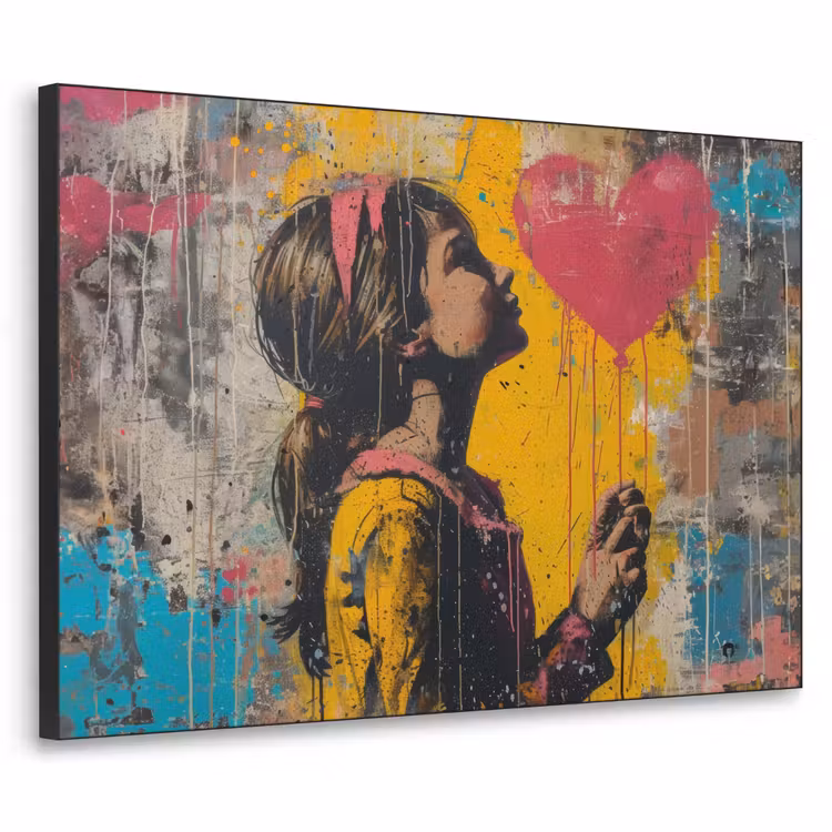 Art Frame - Graffiti - Meisje - Ballon - Street art — 1