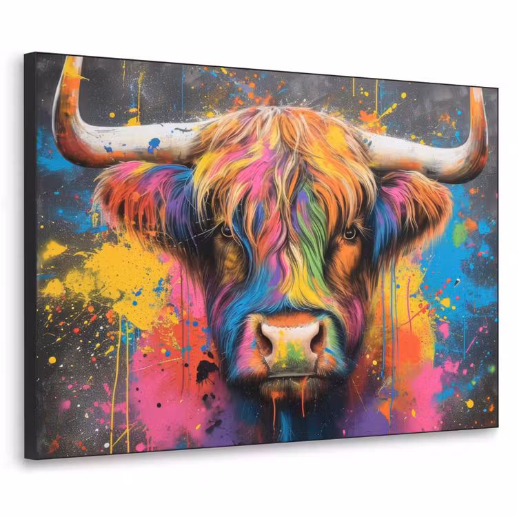 Art Frame - Graffiti - Schotse hooglander - Koe - Kleurrijk — 1