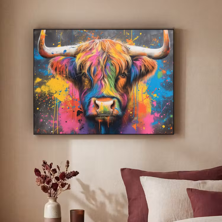 Art Frame - Graffiti - Schotse hooglander - Koe - Kleurrijk — 3