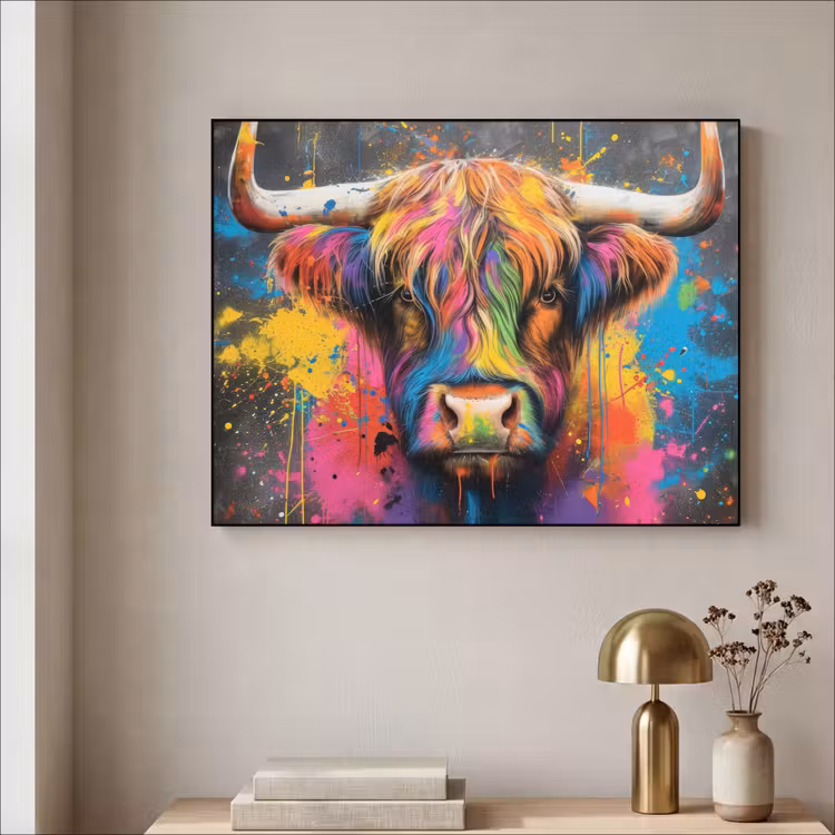 Art Frame - Graffiti - Schotse hooglander - Koe - Kleurrijk — 5