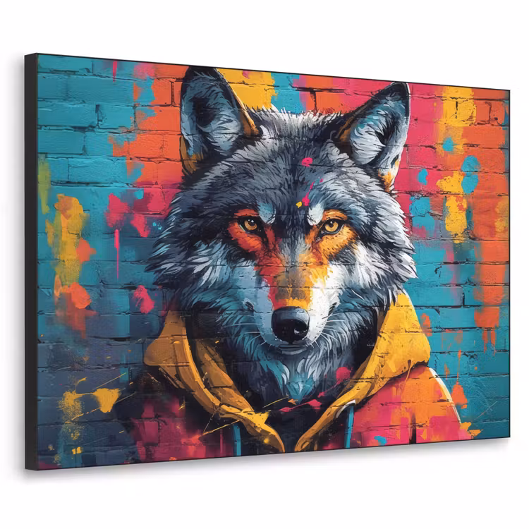 Art Frame - Graffiti - Wolf - Street art - Blauw — 1