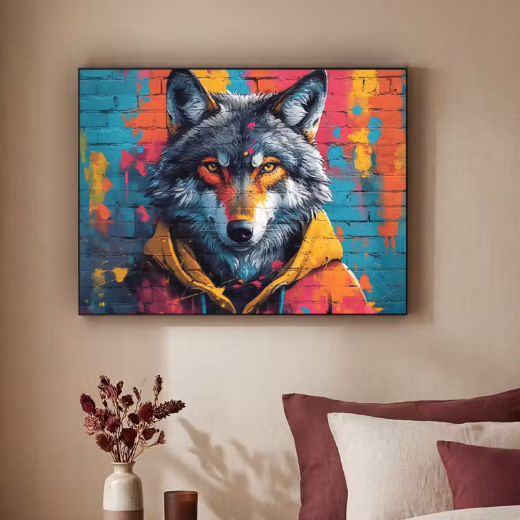 Art Frame - Graffiti - Wolf - Street art - Blauw — 3