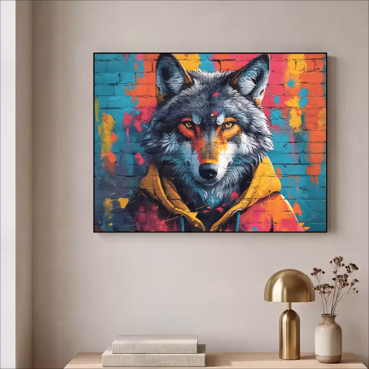 Art Frame - Graffiti - Wolf - Street art - Blauw — 5
