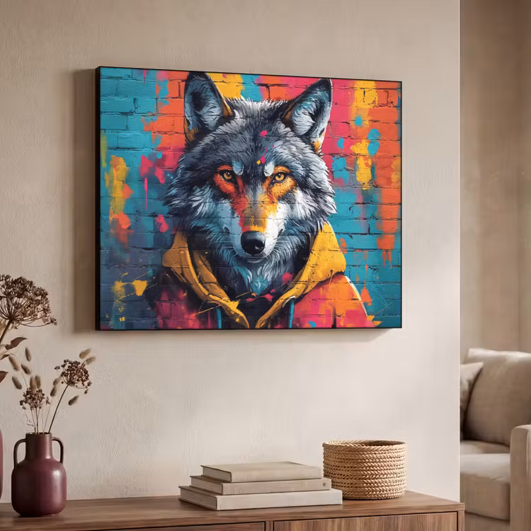 Art Frame - Graffiti - Wolf - Street art - Blauw — 7