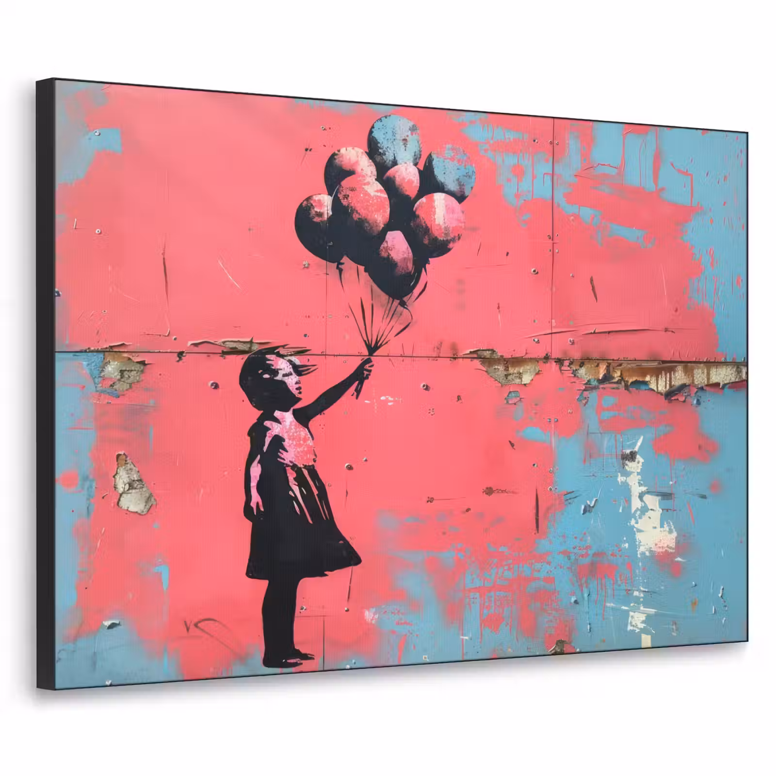 Art Frame - Graffiti - Meisje - Ballon - Roze - Blauw - Street art — 1