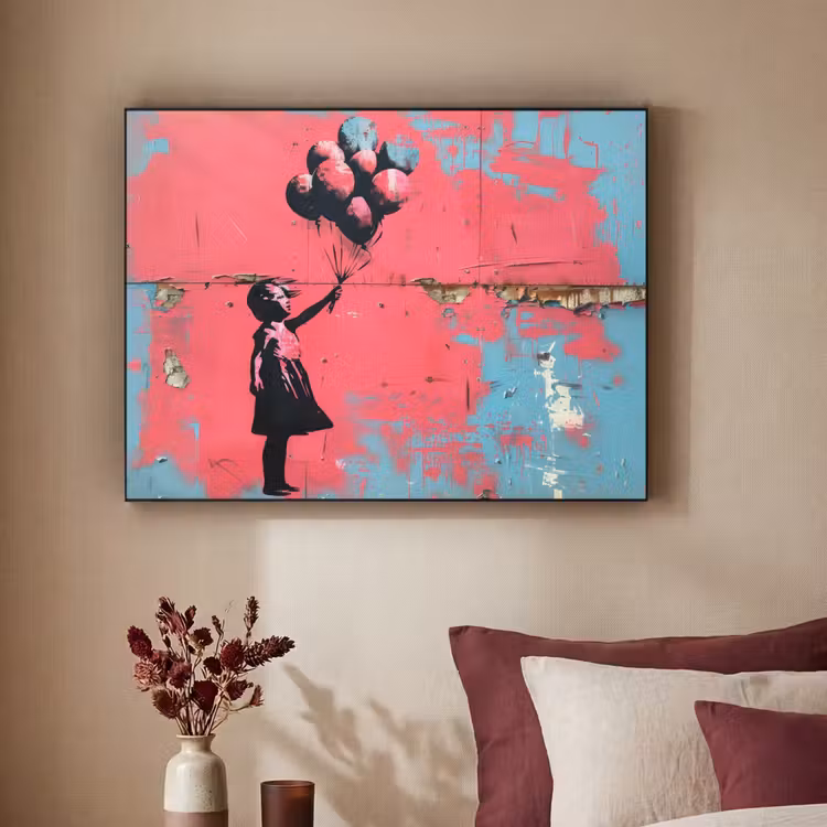 Art Frame - Graffiti - Meisje - Ballon - Roze - Blauw - Street art — 3
