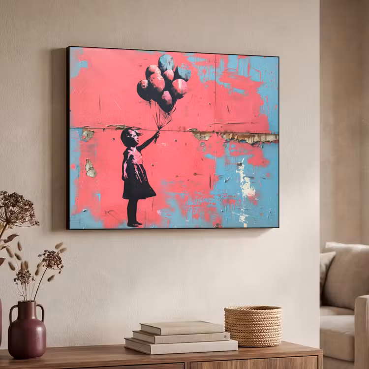 Art Frame - Graffiti - Meisje - Ballon - Roze - Blauw - Street art — 7