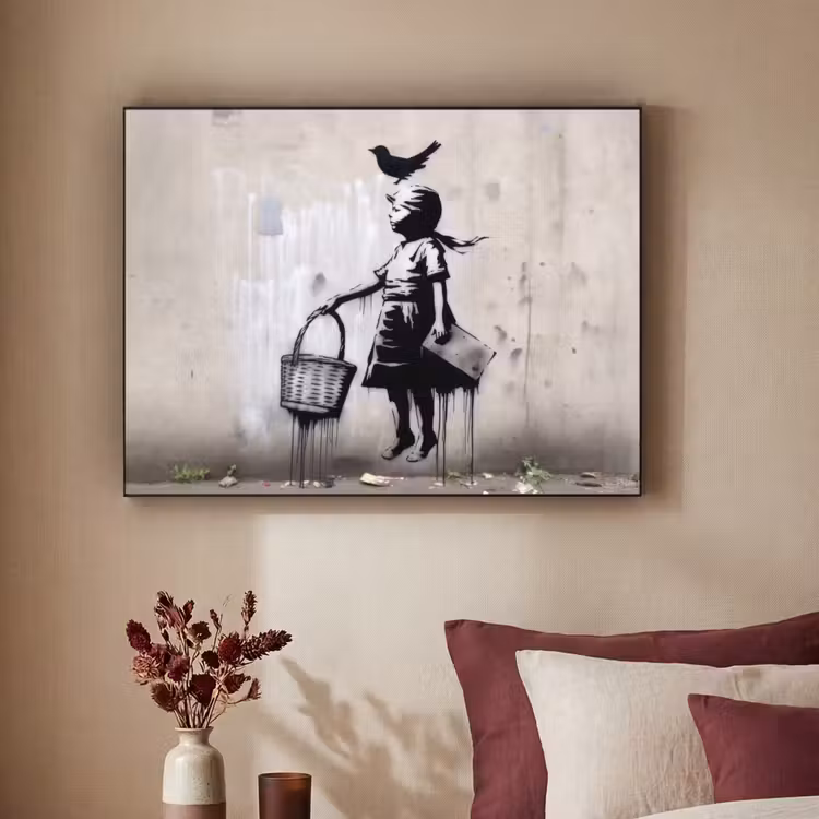 Art Frame - Graffiti - Meisje - Vogel - Street Art - Banksy Style — 3