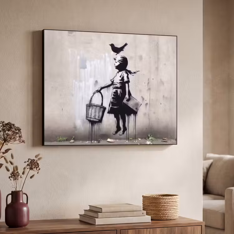Art Frame - Graffiti - Meisje - Vogel - Street Art - Banksy Style — 7