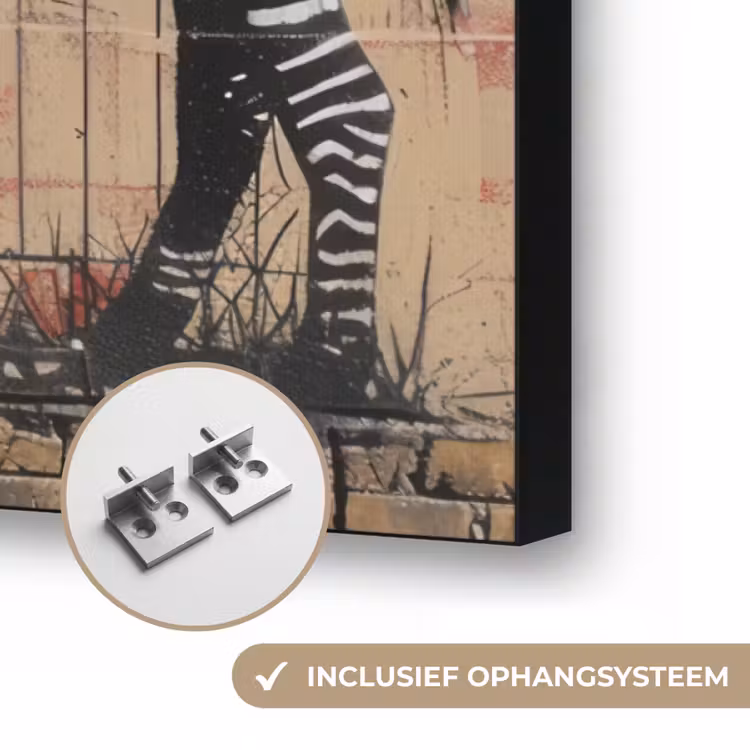 Art Frame - Street art - Zebra - Vrouw - Dieren - Graffiti - Banksy Style — 6