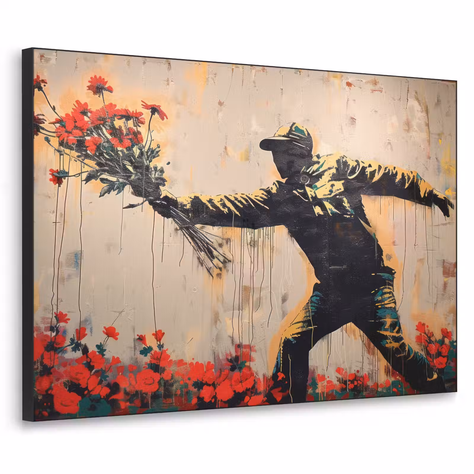 Art Frame - Street art - Man - Bloemen - Graffiti - Banksy Style — 1