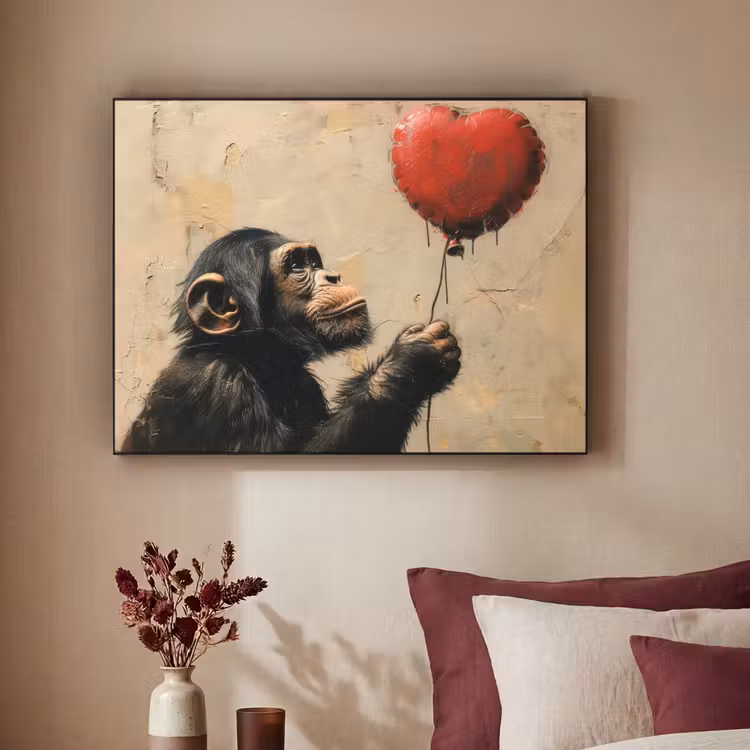 Art Frame - Street art - Chimpansee - Ballon - Graffiti - Banksy Style — 3