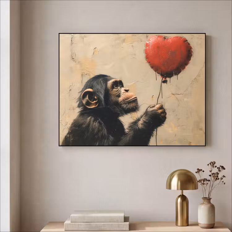 Art Frame - Street art - Chimpansee - Ballon - Graffiti - Banksy Style — 5