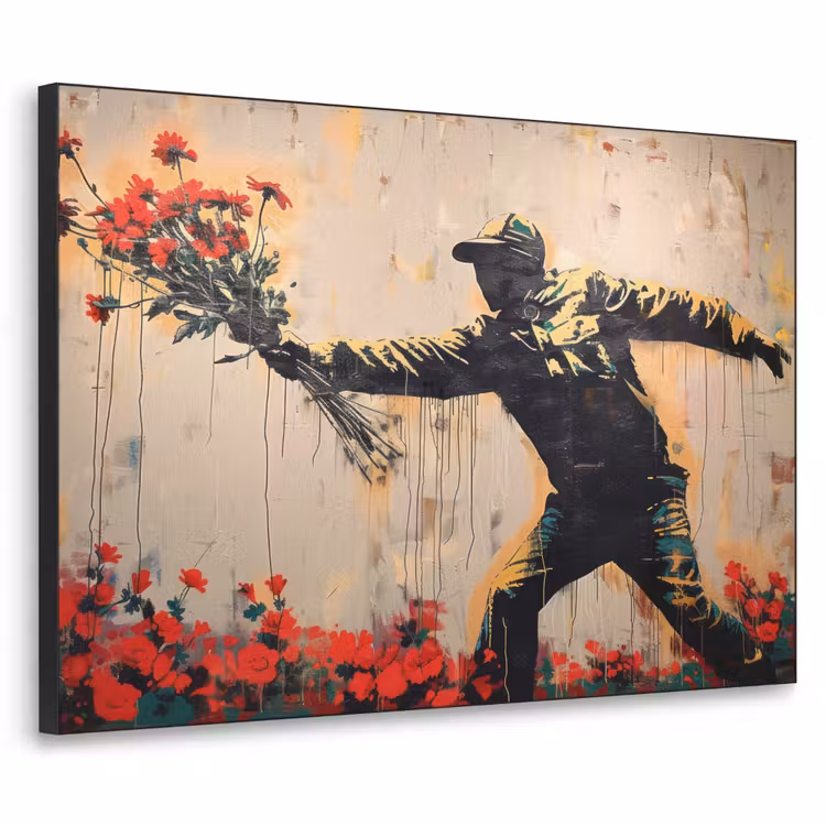 Art Frame - Street art - Man - Bloemen - Graffiti - Banksy Style — 1