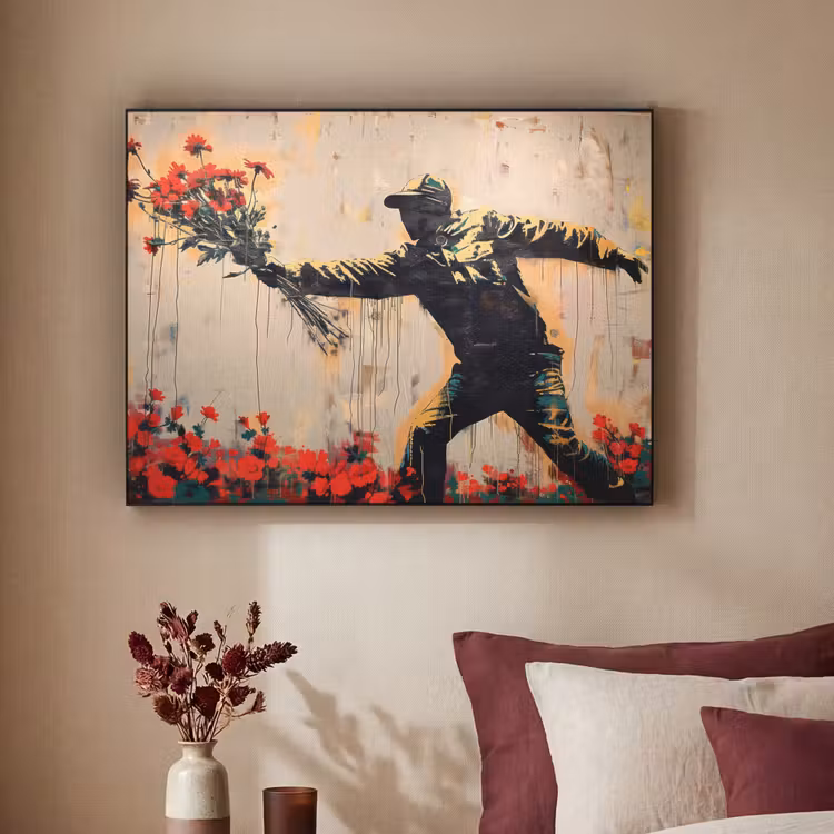 Art Frame - Street art - Man - Bloemen - Graffiti - Banksy Style — 3