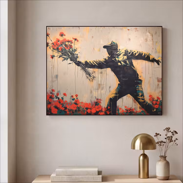 Art Frame - Street art - Man - Bloemen - Graffiti - Banksy Style — 5