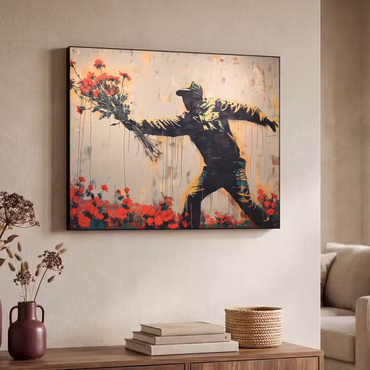 Art Frame - Street art - Man - Bloemen - Graffiti - Banksy Style — 7
