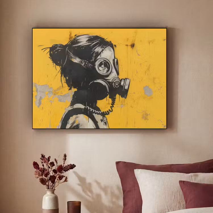 Art Frame - Street art - Meisje - Geel - Banksy Style — 3