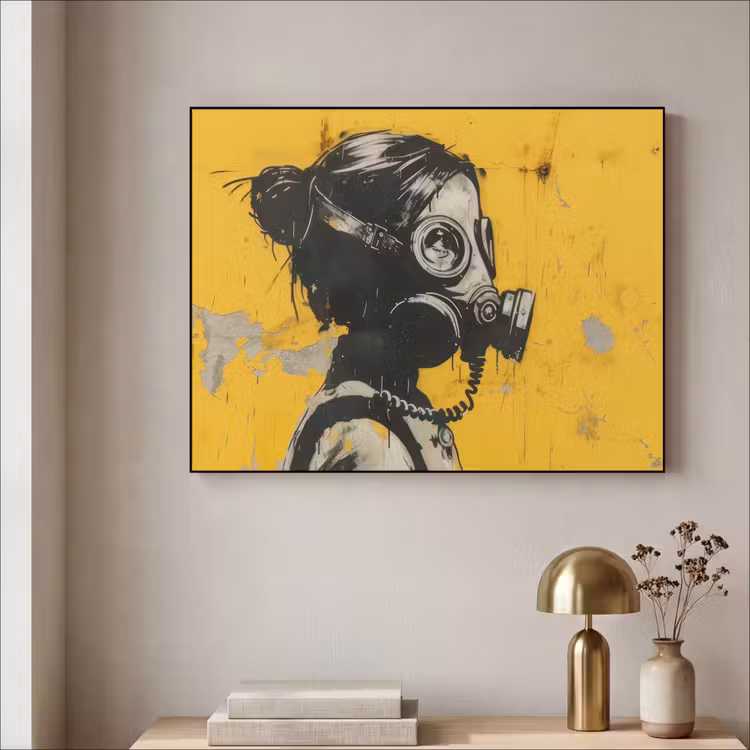 Art Frame - Street art - Meisje - Geel - Banksy Style — 5