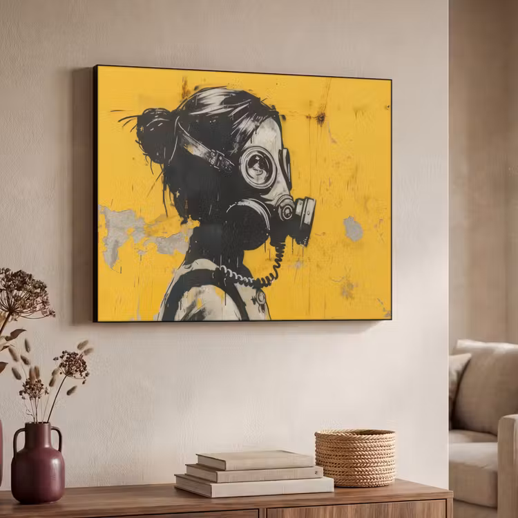 Art Frame - Street art - Meisje - Geel - Banksy Style — 7