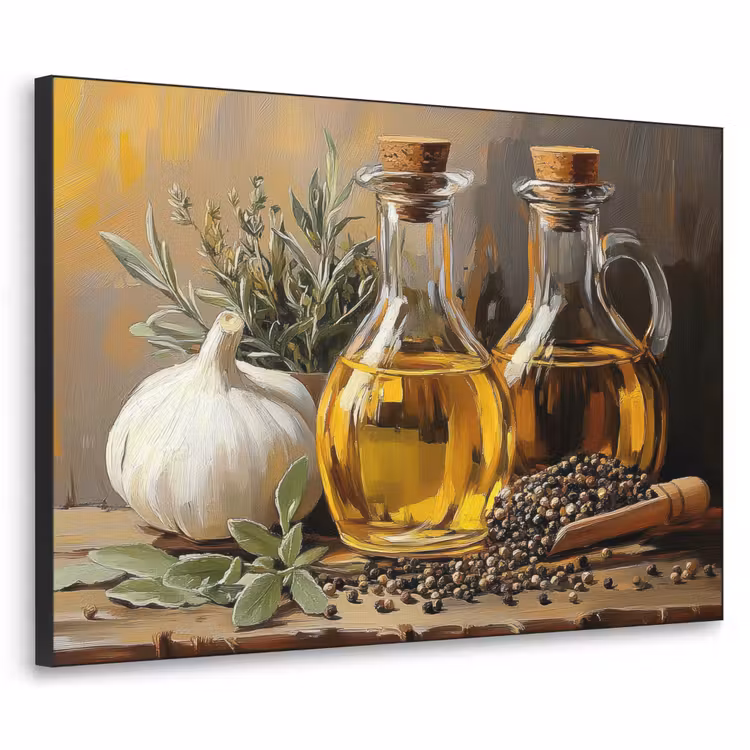 Art Frame - Stilleven - Olijfolie - Knoflook - Kruiden — 1
