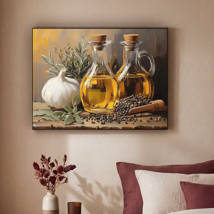 Art Frame - Stilleven - Olijfolie - Knoflook - Kruiden — 3