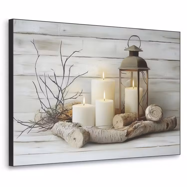 Art Frame - Stilleven - Wit - Kaarsen - Rustiek - Natuur — 1