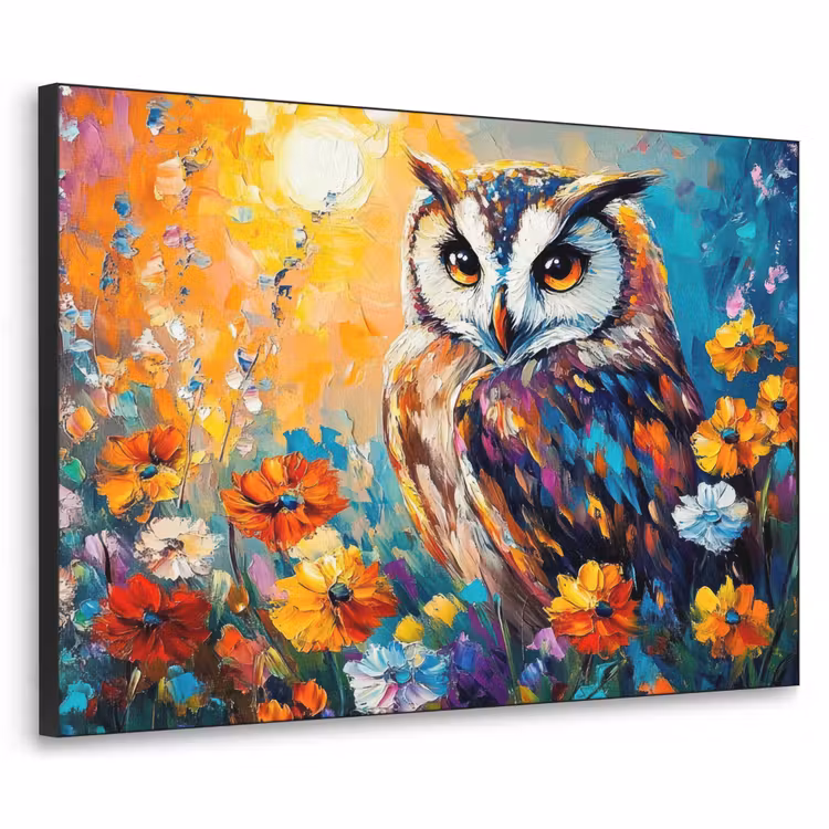 Art Frame - Uil - Bloemen - Kunst - Zonsondergang — 1