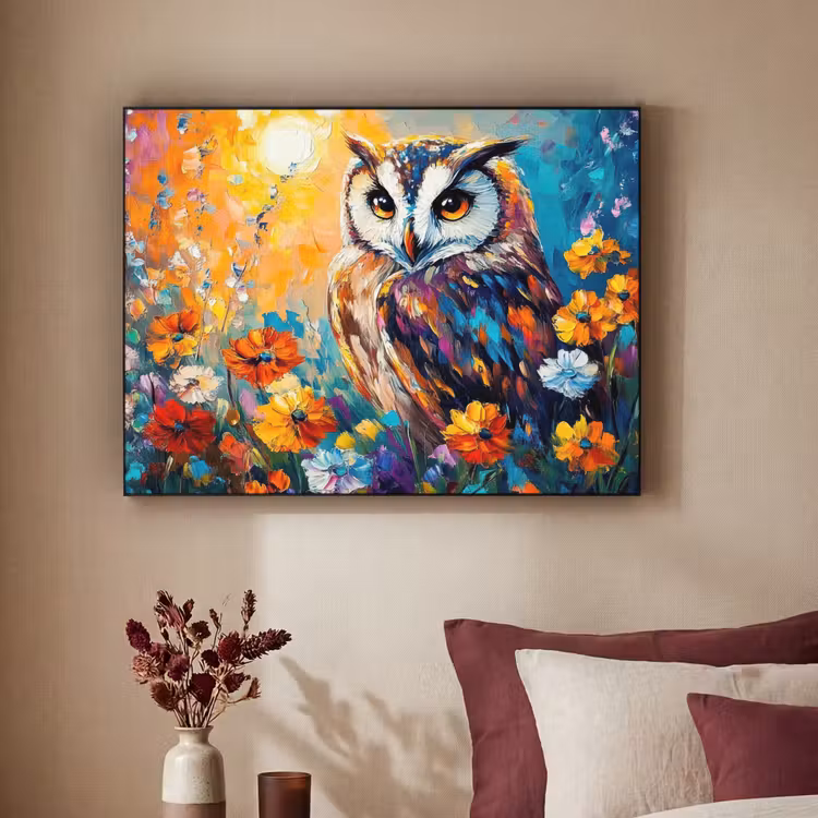 Art Frame - Uil - Bloemen - Kunst - Zonsondergang — 3