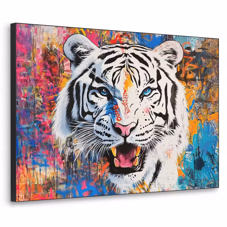 Art Frame - Street art - Tijger - Wit - Graffiti - Dieren — 1