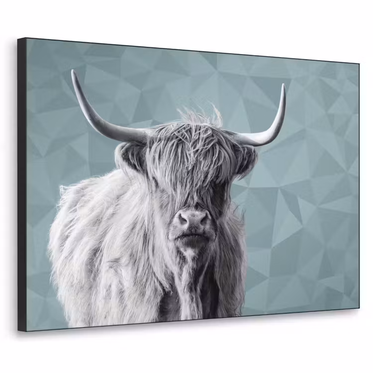 Art Frame - Schotse hooglander - Zwart wit - Patroon - Driehoek — 1